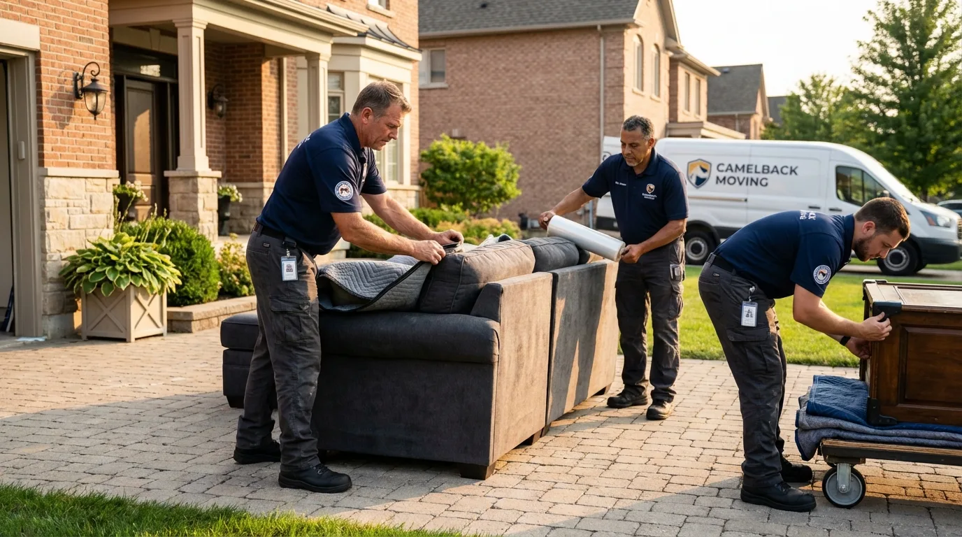 Large estate moving crew wrapping furniture in Jayton, TX